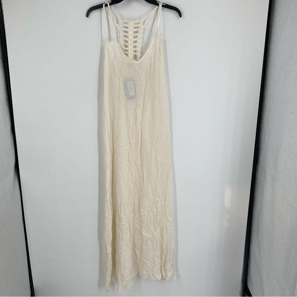 Raviya Women’s V Neck Sleeveless Cream Maxi Dress size L